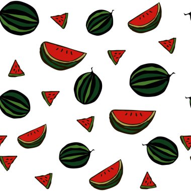 Karpuz desen illüstrasyon. El çizim meyve.