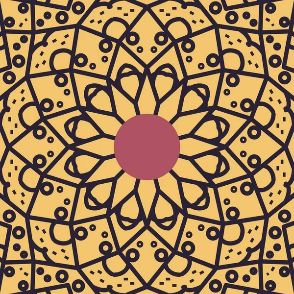 Mandala Noir Sur Fond Jaune Illustration Vectorielle — Image vectorielle