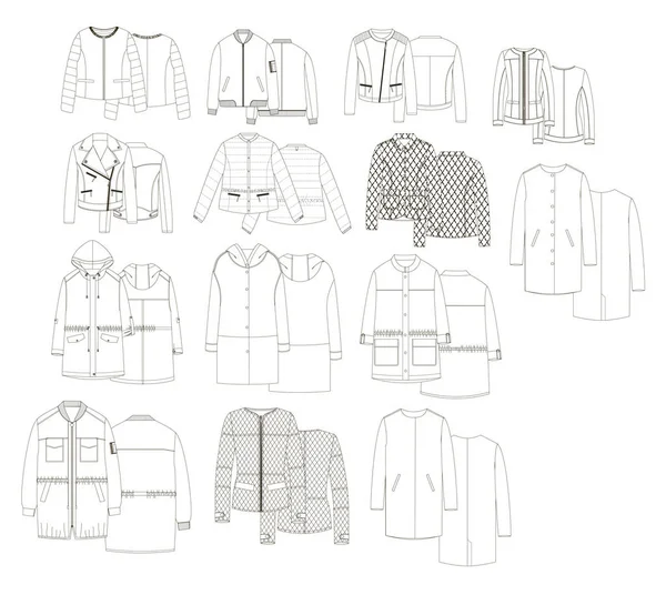 Bombers Jackets Technical Sketches — Stock Vector