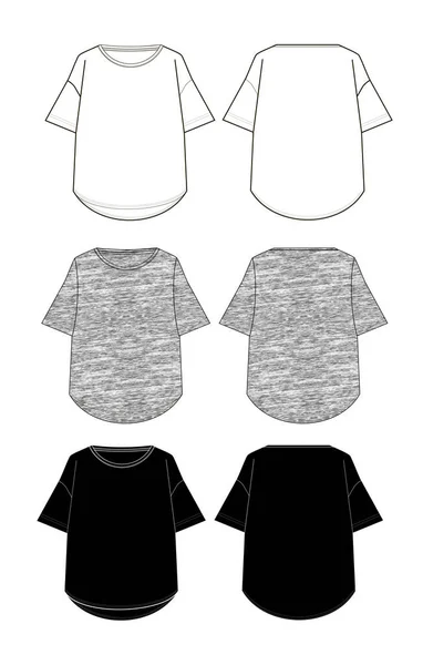 Schizzi tecnici di t-shirt davanti e dietro — Foto Stock