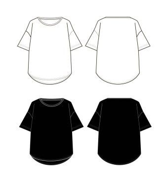 t-shirt geri ve ön teknik kroki