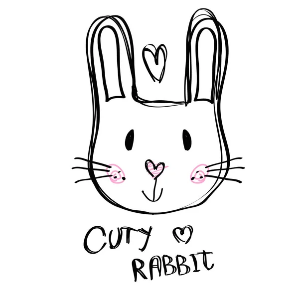 Niedlichen Kaninchen Gesicht Illustration — Stockvektor