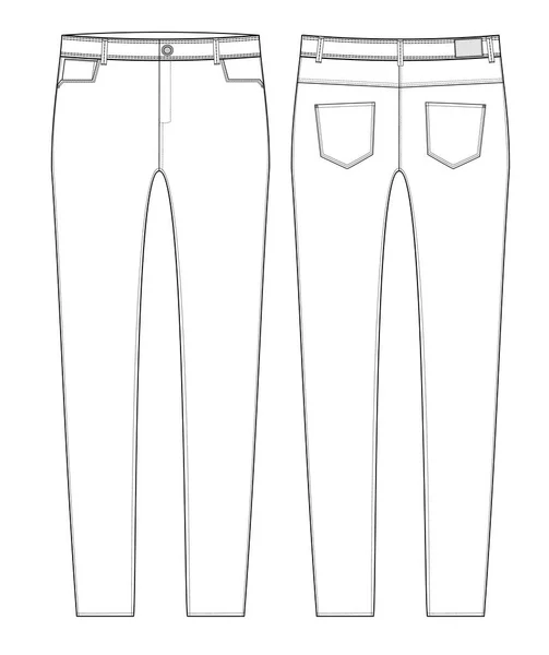Female jeans technical drawing in black color — Stock Vector © Galieva0410 151640460