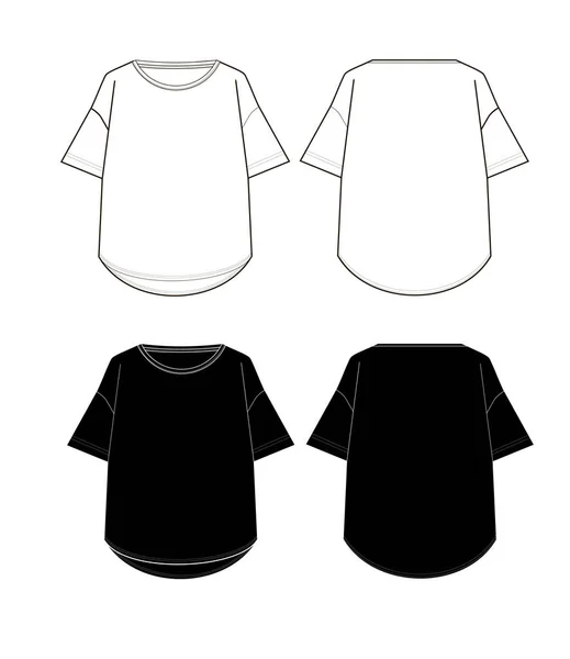 Tekniska skiss av t-shirts tillbaka och front — Stock vektor