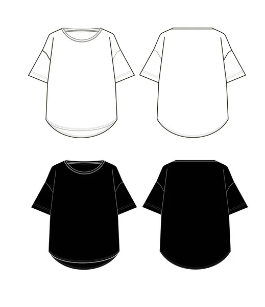 Bosquejo técnico de camisetas atrás y adelante — Vector de stock