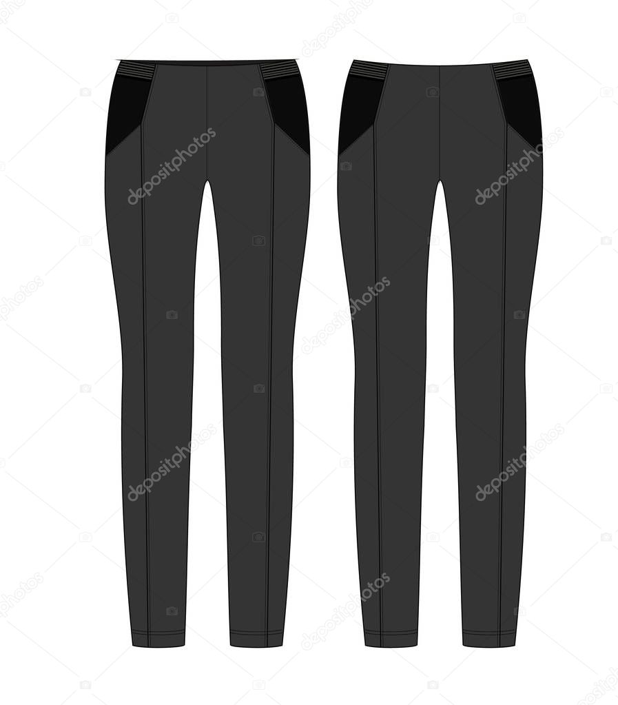 female Leggings technical drawing in color