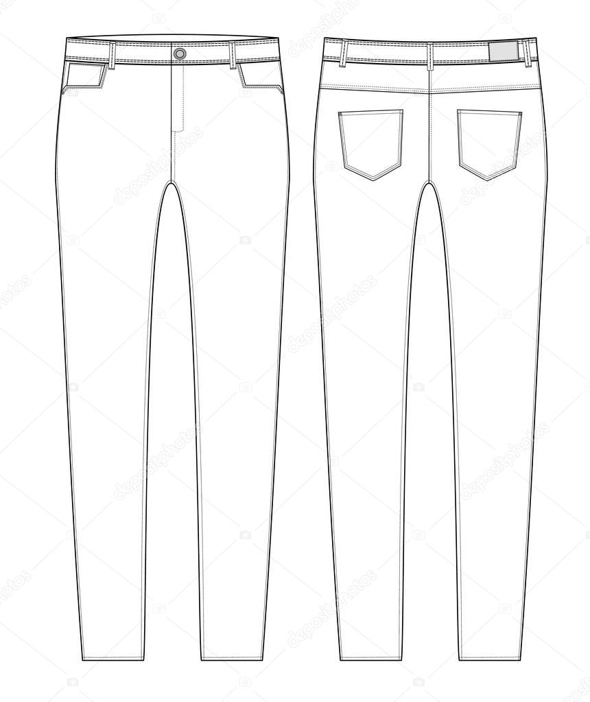 female jeans  technical drawing