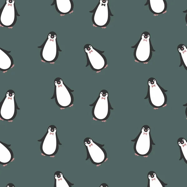 Patrón de pingüino sobre fondo verde — Vector de stock