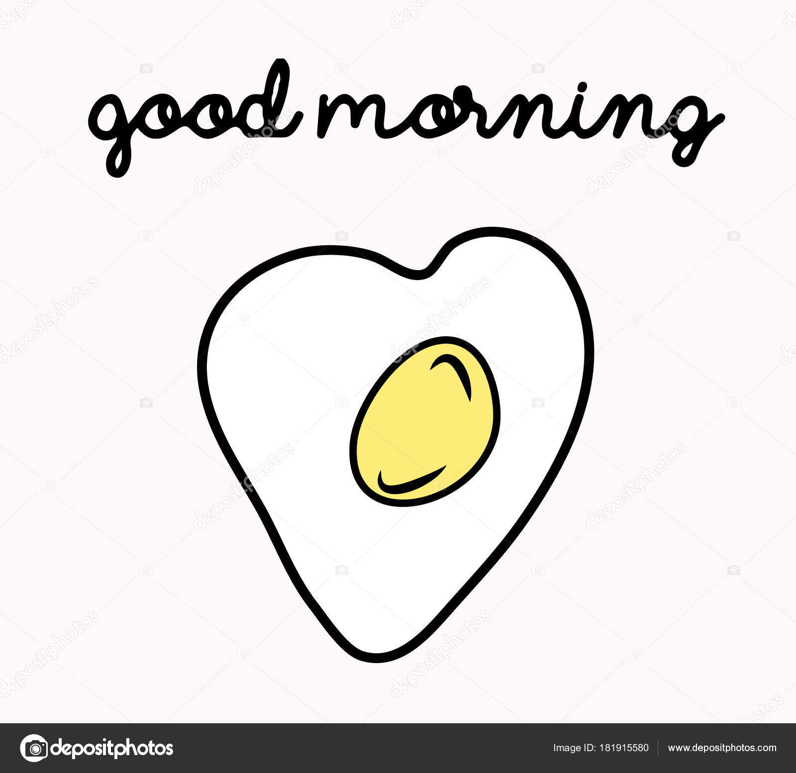 Good Morning Postcard With Scrambler Egg Heart Shape Stock
