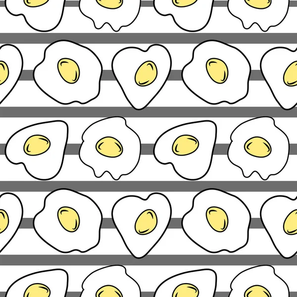 Huevos revueltos sobre fondo gris rayado — Vector de stock