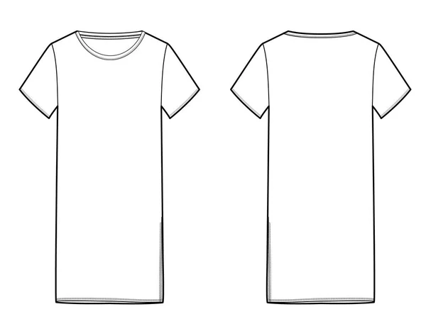 Boceto de dibujo técnico de camiseta larga — Vector de stock