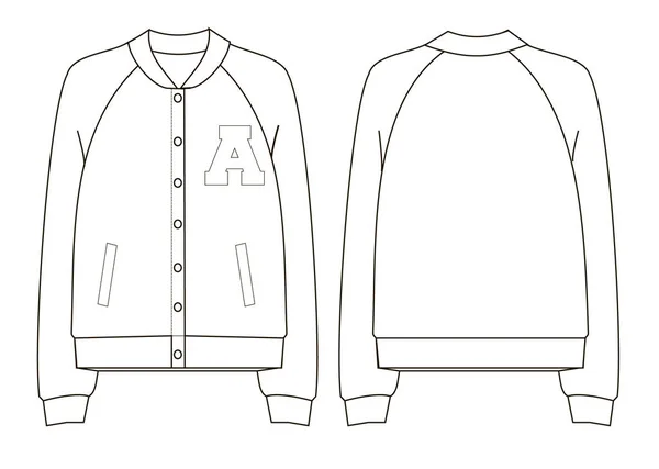 Унісекс коледж бомбардувальник куртка технічний ескіз — стоковий вектор