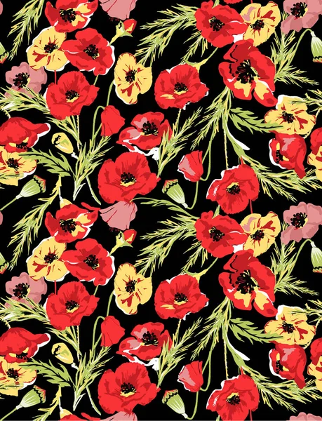 Colorful poppy pattern illustration — Stock Photo, Image