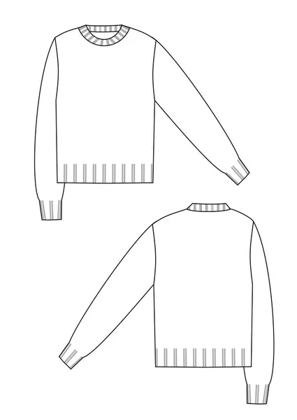 Pull croquis technique devant et derrière — Image vectorielle