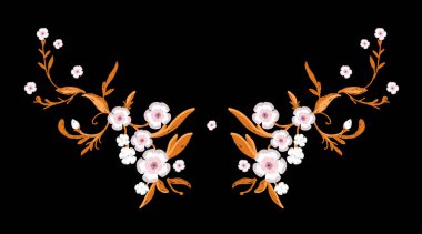 Sakura çiçek yaprakları ile nakış