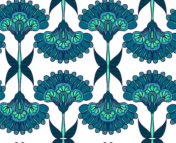 Abstrato padrão flores azuis — Vetor de Stock