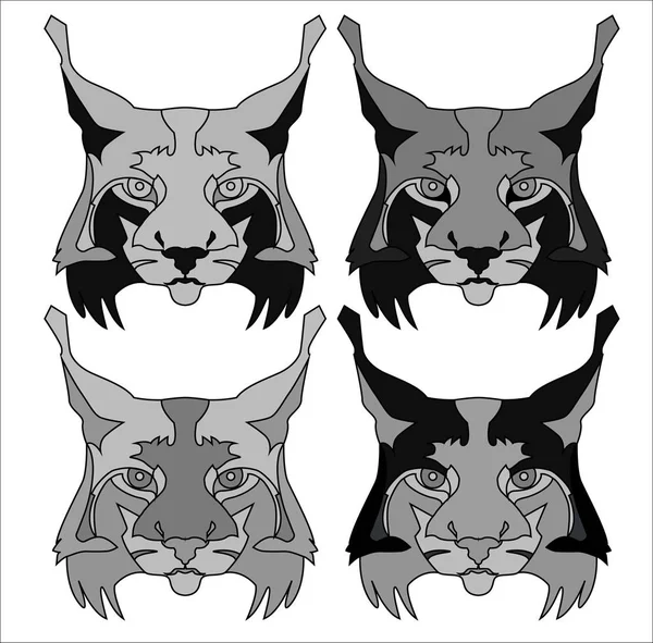Lynx caras ilustración abstracta en colores conjunto — Archivo Imágenes Vectoriales