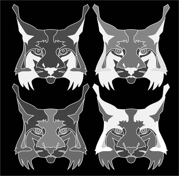 Lynx gezichten abstracte illustratie in de kleuren set — Stockvector