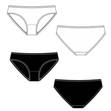 Kadın iç çamaşırı pantolon teknik çizimler