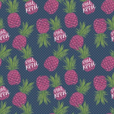 Mavi arkaplanda ananas deseni