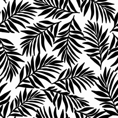 Palmiye yapraklarının silueti beyaz arkaplanda iz bırakıyor.