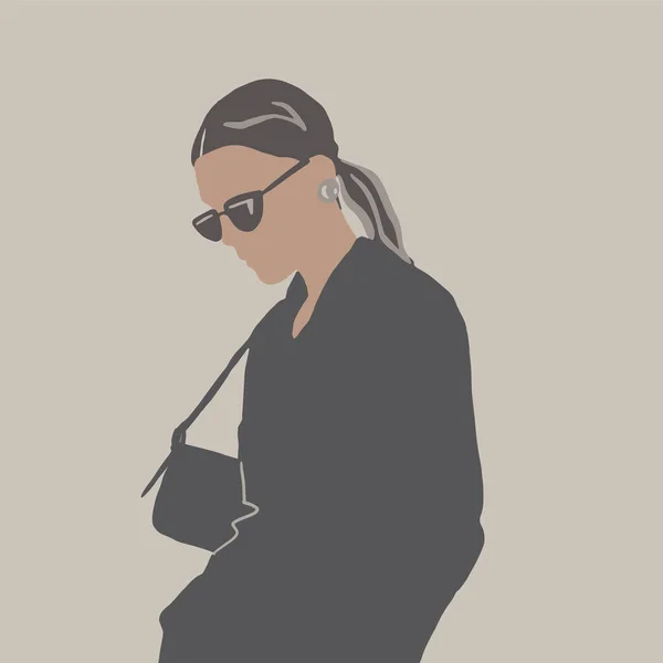 Ilustración Vectorial Chica Moda Gafas Sol Look Elegante Ilustración Moda — Vector de stock