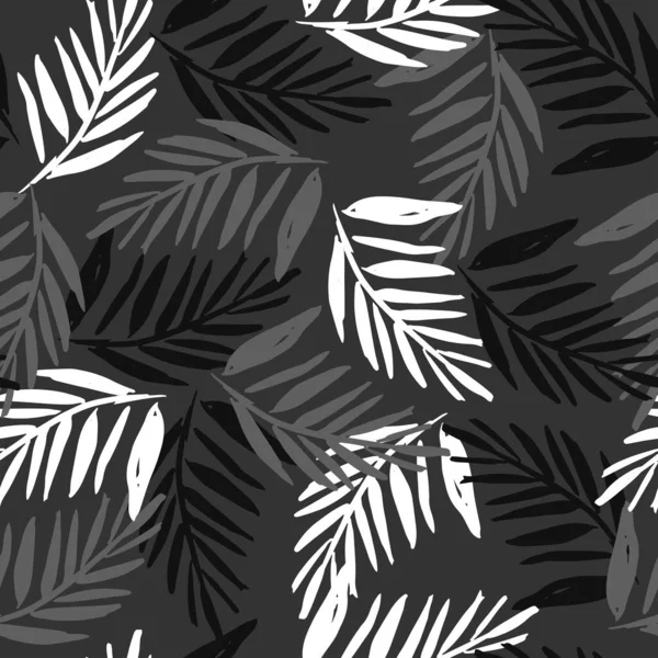 Verano Palmera Tropical Deja Patrón Sin Costuras Vector Hojas Palma — Vector de stock