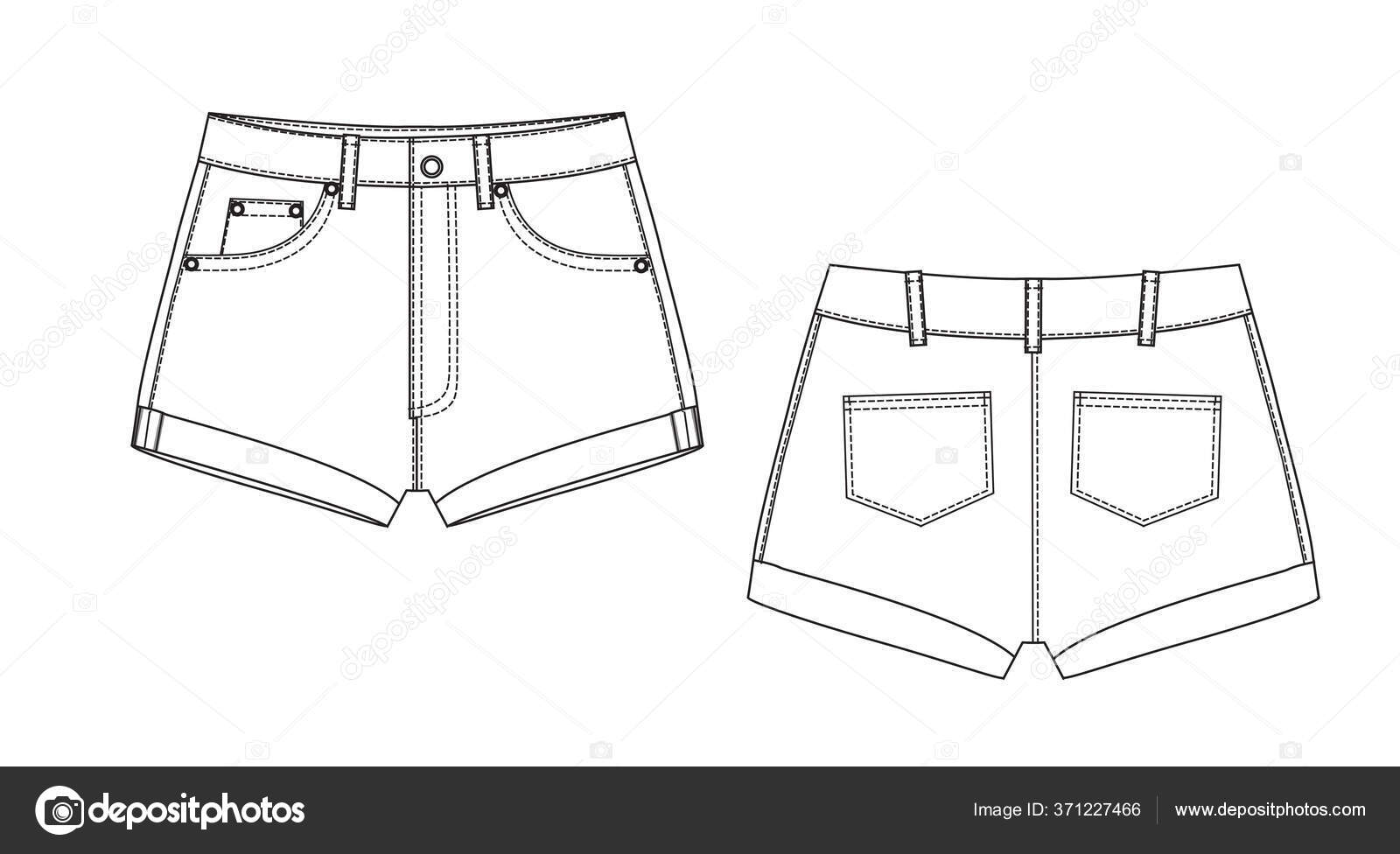 Short Pants Flat Sketch Template Vector Apparel Template Technical ...