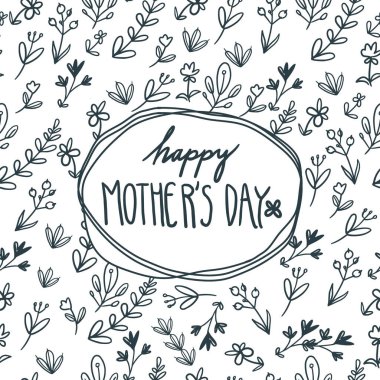 Çiçekli anneler günü kartın kutlu olsun. Beyaz arkaplanda çiçek desenli kartpostal.