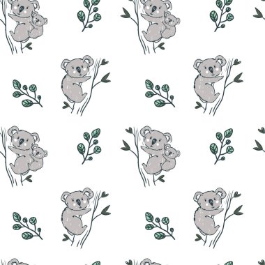 Koala bear seamless pettern on pink background. Kids wallpaper. Perfect for textile. vector Koala bear seamless pettern on pink background. Kids wallpaper. Perfect for textile. vector