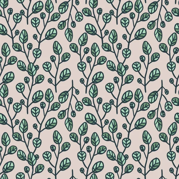Zweig Mit Blättern Vektor Nahtlose Muster Ideal Für Textilien Einband — Stockvektor