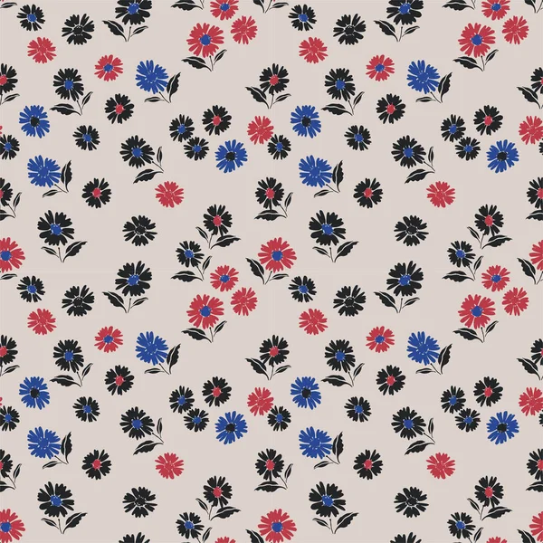 Patrón Flores Vectoriales Fondo Floral Simple Perfecto Para Textiles Beige — Archivo Imágenes Vectoriales