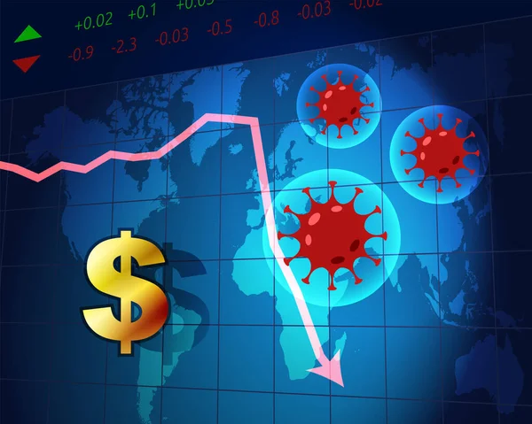 Koronavírus Világban Karantén Globális Recesszió Amerikai Dollár Amit Koronavírus Járvány — Stock Vector
