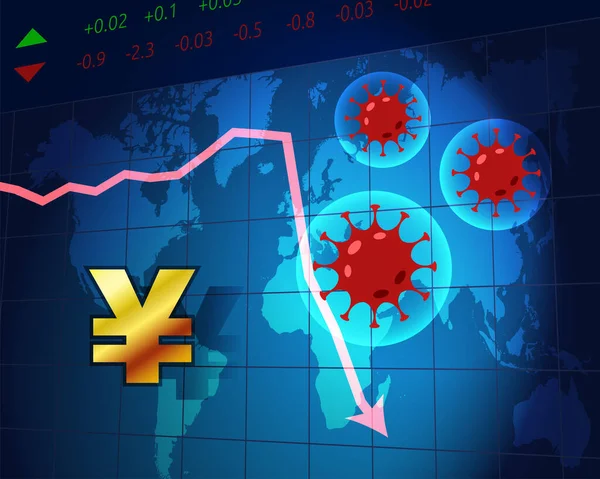 Koronavírus Világban Karantén Globális Recesszió Japán Jent Eltalálta Koronavírus Járvány — Stock Vector