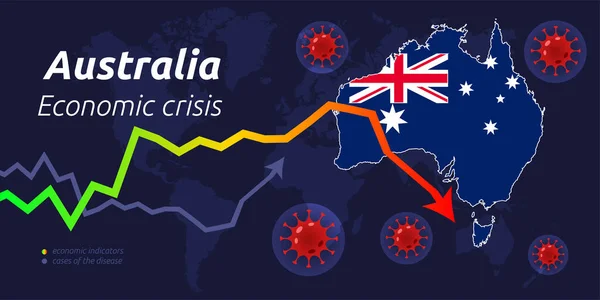 Coronavirus World Quarantine Global Recession Australia Hit Coronavirus Outbreak Pandemic — Stock Vector