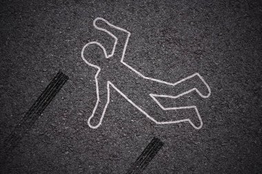 olay - trafik kazası / beyaz vücut ve asfalt doku skidmarks şekli