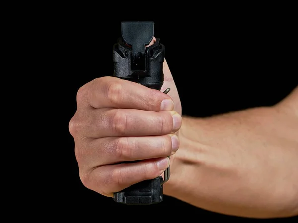 Defensa personal - apuntando spray de pimienta — Foto de Stock