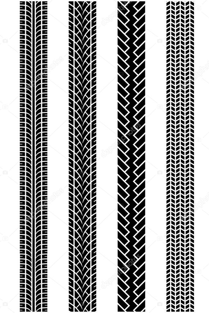 tire tread patterns on white background