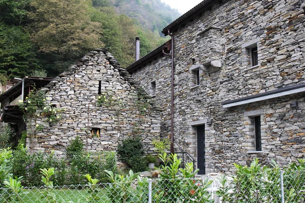 Stone cottages, Sonogno,, Switzerland