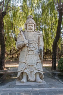 Beijing Ming Tomb sokakta üzerinde eski savaşçı heykeli