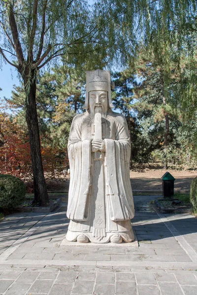 Ancient army general statue on the Ming Tomb Alley in Beijing