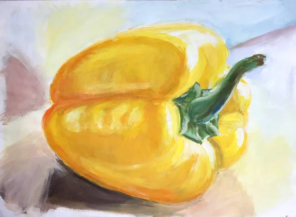 Water color painting: fruits and vegetables: yellow paprika,