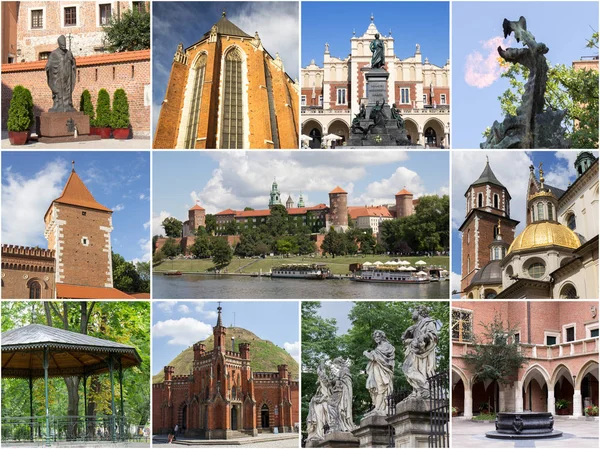 Cracovia Collage di riferimento con attrazioni turistiche — Foto Stock