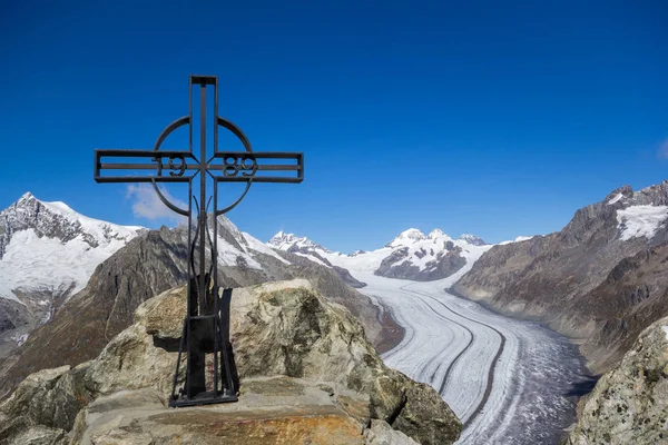 Eggishorn - vrchol ledovce Aletsch, Švýcarsko — Stock fotografie