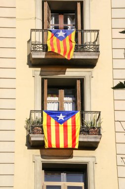 Catalonia bayrakları Barcelona, İspanya.