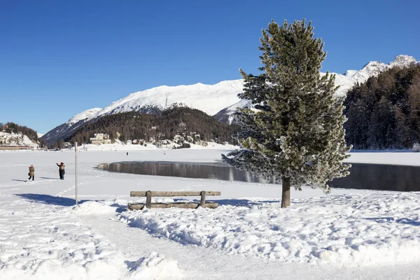 Meer Van Moritz Bevroren Winter Moritz Graubinden Zwitserland — Stockfoto