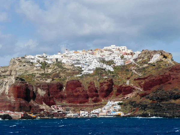 Přehled Města Oia Ostrově Santorini Řecko — Stock fotografie