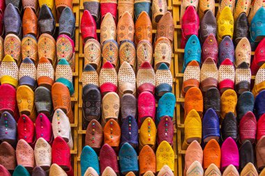 Colorful Babouche slippers - Traditional Moroccan footwear at the bazaar in Marocco clipart