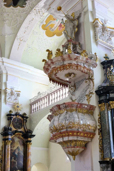 Púlpito Estilo Rococco Hecho Mármol Colorido Benedictino Kloster Engelberg Suiza — Foto de Stock