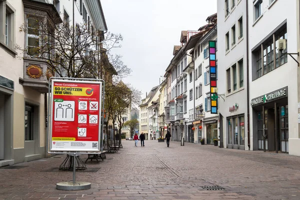 Schaffhausen Svájc Március 2020 Svájci Szövetségi Egészségügyi Hivatal Tájékoztató Jele — Stock Fotó